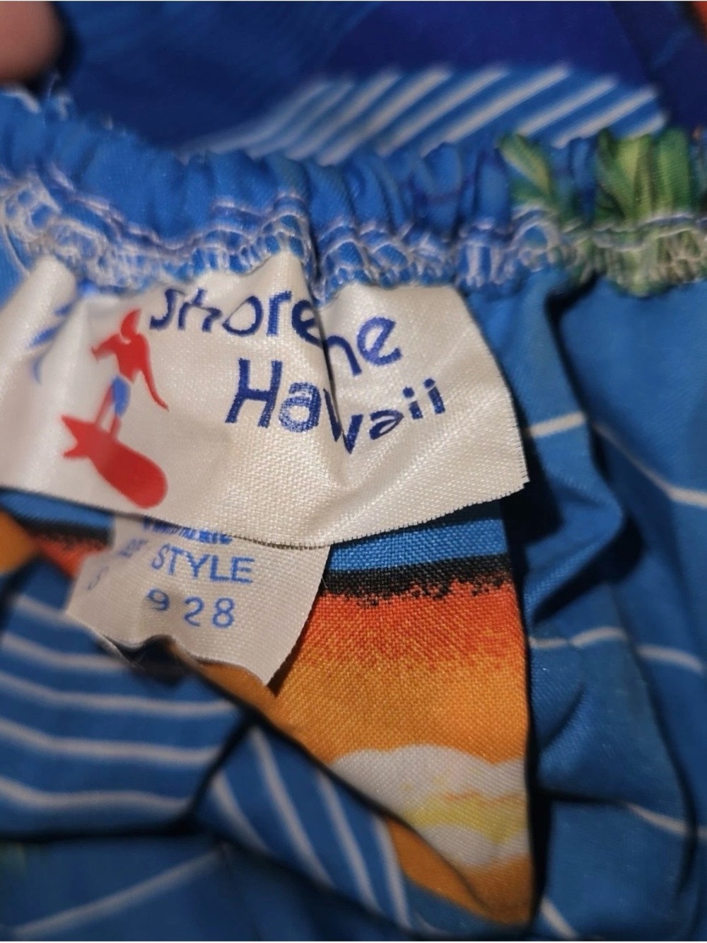 Vintage 70s Shoreline Hawaii Blue Tropical Off Shoulder Ruffle Midi Dress SMALL - Picture 4 of 7